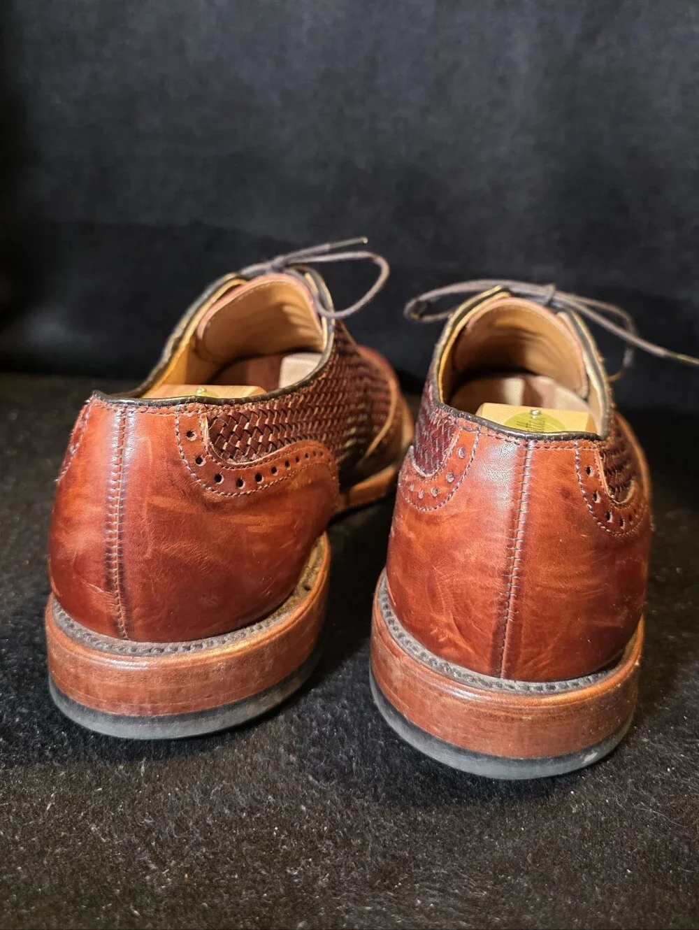 Allen Edmonds Brown Leather Woven Wingtip Oxfords Size 9